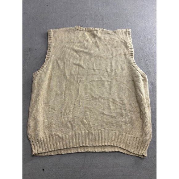 Polo Ralph Lauren Mens V Neck Sweater Vest Tan Beige Logo Size XL 100 Cotton - Picture 5 of 6